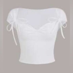 SHEIN Cream Women's Blouse with Tie Details